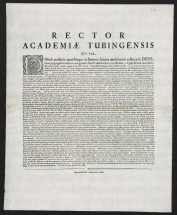 Rector Academiae Tubingensis Civ. Sal.
