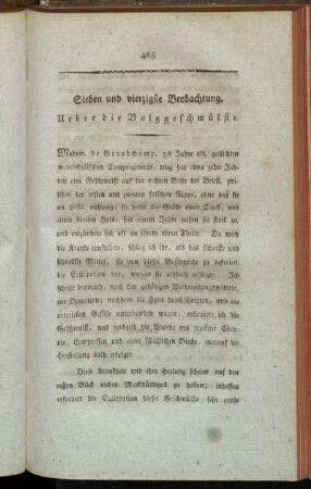 Sieben und vierzigste Beobachtung. Ueber die Balggeschwülste.