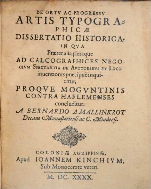 De ortu et progressu artis typographicae dissertatio historica
