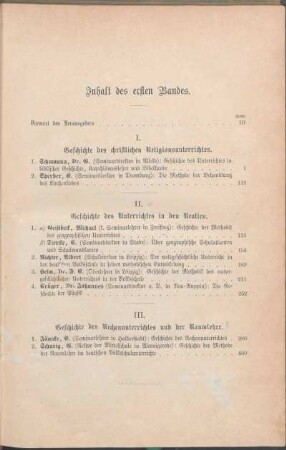 Inhalt des ersten Bandes.