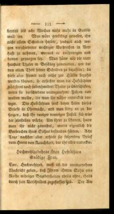 Hochwohlgebohrne Frau Hofräthinn Gnädige Frau