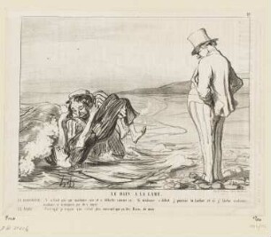 Le bain a la lame, Blatt 10 der Folge "Croquis Aquatiques", in: "Le Charivari", Paris 1853