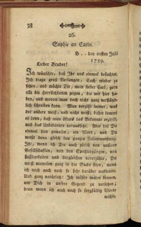 26. Sophie an Carln. B .. den 20sten Julii 1759.