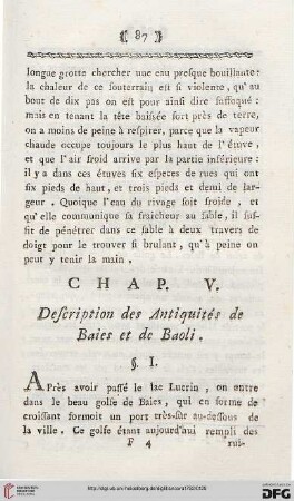 Chap. V: Description des Antiquités des Baies et de Baoli