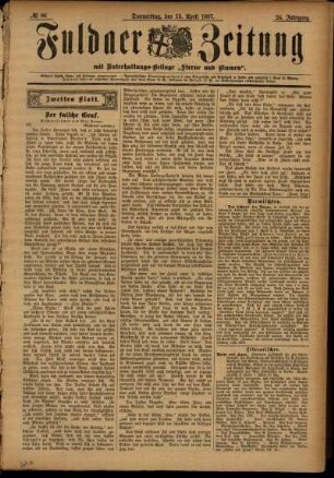 Zweite Ausgabe vom Donnerstag, den 15. April 1897.