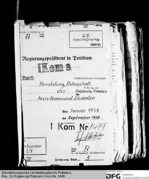 Besoldung, Ruhegehalt, Witwen- und Waisenversorgung der Kreiskommunalbeamten im Kreis Niederbarnim