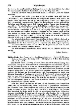 504-505, Philipp Heck. Das Problem der Rechtsgewinnung. 1912