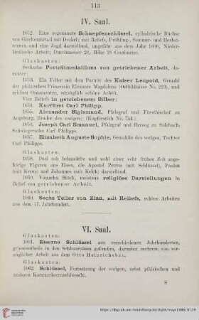 VI. Saal (Nr. 1061 - 1064)