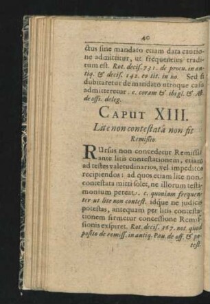 Caput XIII. Lite non contestata non sit Remissio.