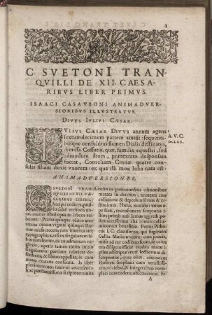 Caesaribus Liber Primus. Divus Julius Cæsar.