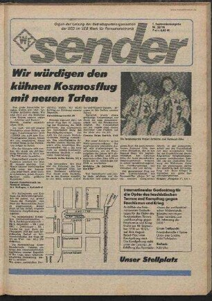 Betriebszeitung 'WF-Sender', Nr.32/1978 (1. Septemberausgabe 1978)