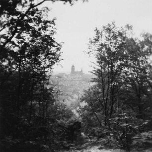 Meißen. Blick auf den Burgberg vom rechten Elbufer