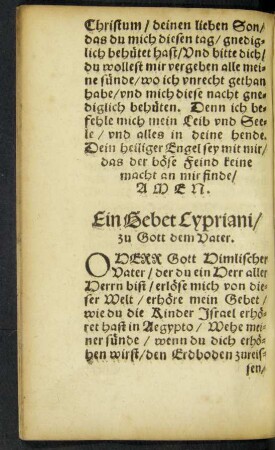 Ein Gebet Cypriani/ zu Gott dem Vater.