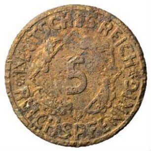 Fundmünze, 5 Reichspfennig, 1924
