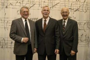 Prof. Jürgen Hering, ehemaliger Generaldirektor der SLUB, Dr. Thomas Bürger und Prof. Dr. Günter Gattermann