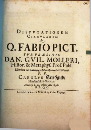 Dispvtationem Circvlarem de Q. Fabio Pict.