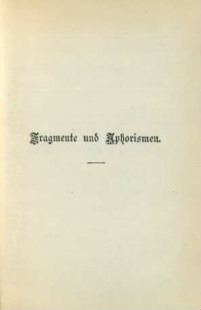 Fragmente und Aphorismen