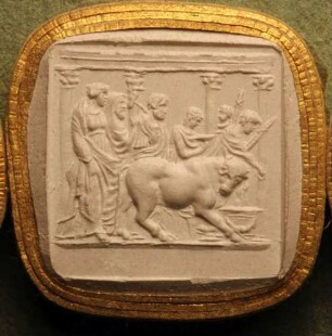 Fünf Personen, einen Stier zur Opferung führend (Daktyliothek, Erstes Mythologisches Tausend)