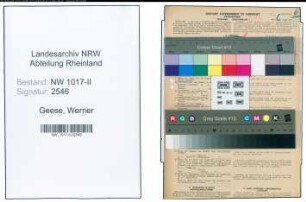 Entnazifizierung Werner Geese , geb. 30.04.1907 (Orchestermusiker)