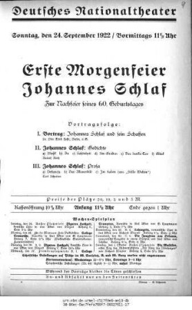 Erste Morgenfeier Johannes Schlaf