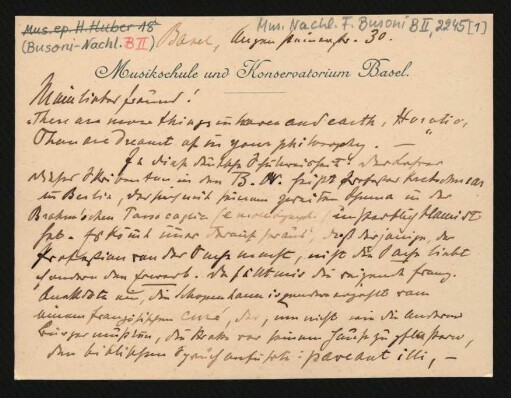 Briefkarte an Ferruccio Busoni : 15.10.1910