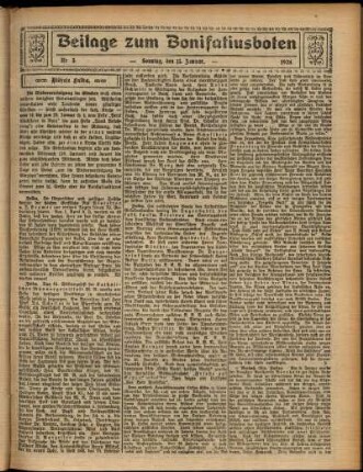 Zweite Ausgabe vom Sonntag, den 15. Januar 1928.