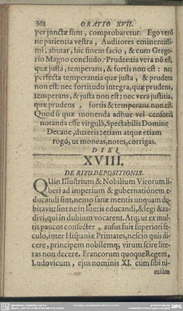 Oratio XVIII. De Ritu De Positiones