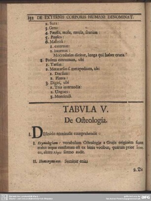 Tabula V. De Osteologia