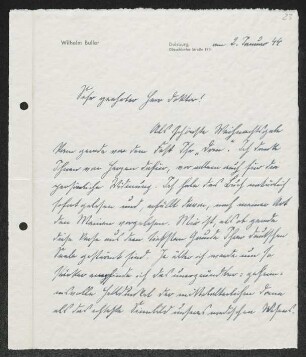 Brief von Wilhelm Buller an Gerhart Hauptmann