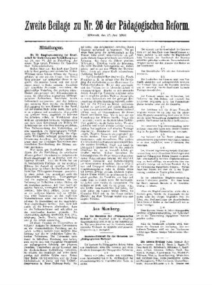 Mitteilungen : zweite Beilage zu Nr. 26 der Pädagogischen Reform