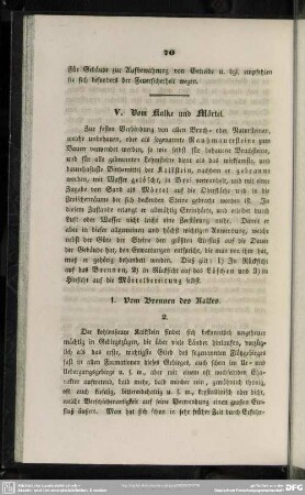 V. Vom Kalke und Mörtel