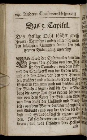 Das 5. Capitel. Das Heilige Oehl löschet grosse Feuers-Brunsten [...]