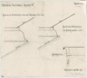 Fischer, Theodor; Wiesbaden; Museum - Bauteil F - Gesims am Oberlichtfuss über den Räumen 152 u. 162 u. dem Vortragssaal 131 (Details)