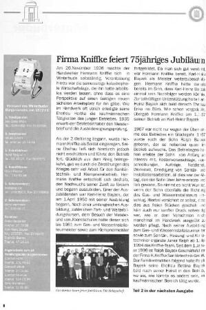 Firma Kniffke feiert 75jähriges Jubiläum