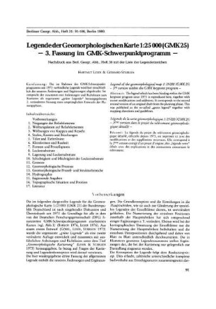 Legende der Geomorphologischen Karte 1:25 000 (GMK25) - 3. Fassung im GMK-Schwerpunktprogramm