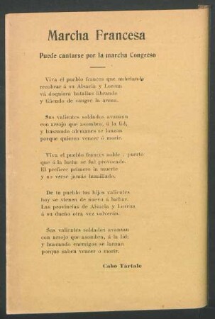 Marcha Francesca : Puede cantarse por la marcha Congreso