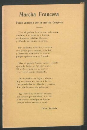 Marcha Francesca : Puede cantarse por la marcha Congreso