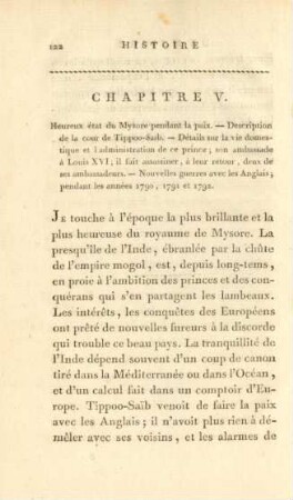 Chapitre V. Heureux état du Mysore pendant la paix ...