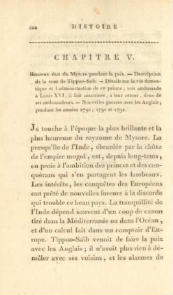 Chapitre V. Heureux état du Mysore pendant la paix ...