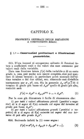 Capitolo X. Proprietà generali delle equazioni a coefficienti reali.