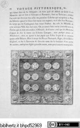 Voyage pittoresque ou description des royaumes de Naples et de Sicile. 4 Bde., 3. Band, Seite 68: Tafel mit Medaillen