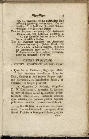 Leges Publicæ a Civibus Academicis Observandæ.