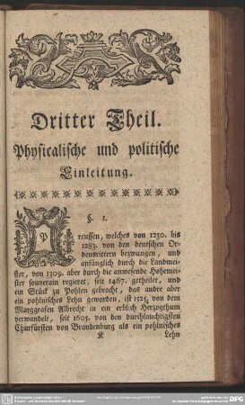 Dritter Theil. Physicalische und politische Einleitung
