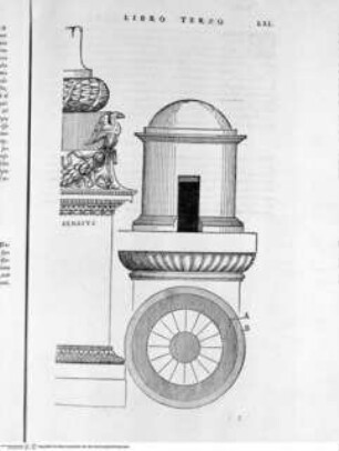 Il Terzo Libro di Sabastiano Serlio Bolognese, nel qual si figurano, e descrivono le antiquità di Roma ..., Folio LXI: Trajanssäule, Details