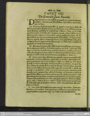 Caput VIII. De Remediis Iuris Feudalis