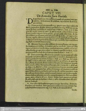Caput VIII. De Remediis Iuris Feudalis