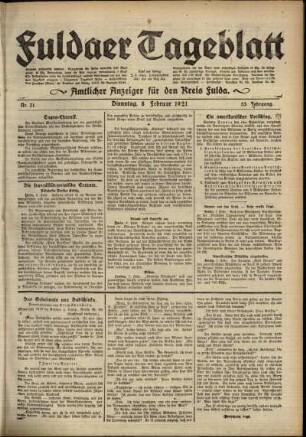 Ausgabe vom Dienstag, den 08. Februar 1921.