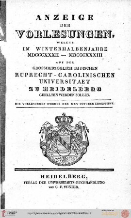 Wintersemester 1832/1833