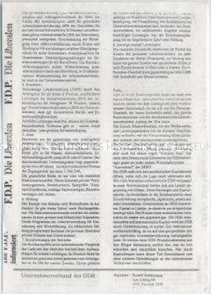Informationsblatt der FDP der DDR zur sozialen Marktwirtschaft
