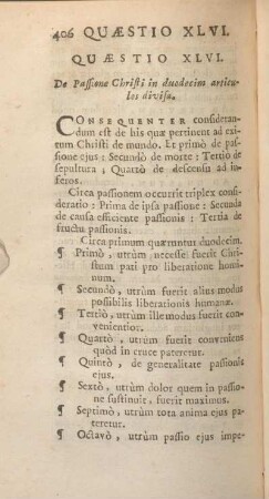 Quaestio XLVI. De Passione Christi in duodecim articulos divisa.